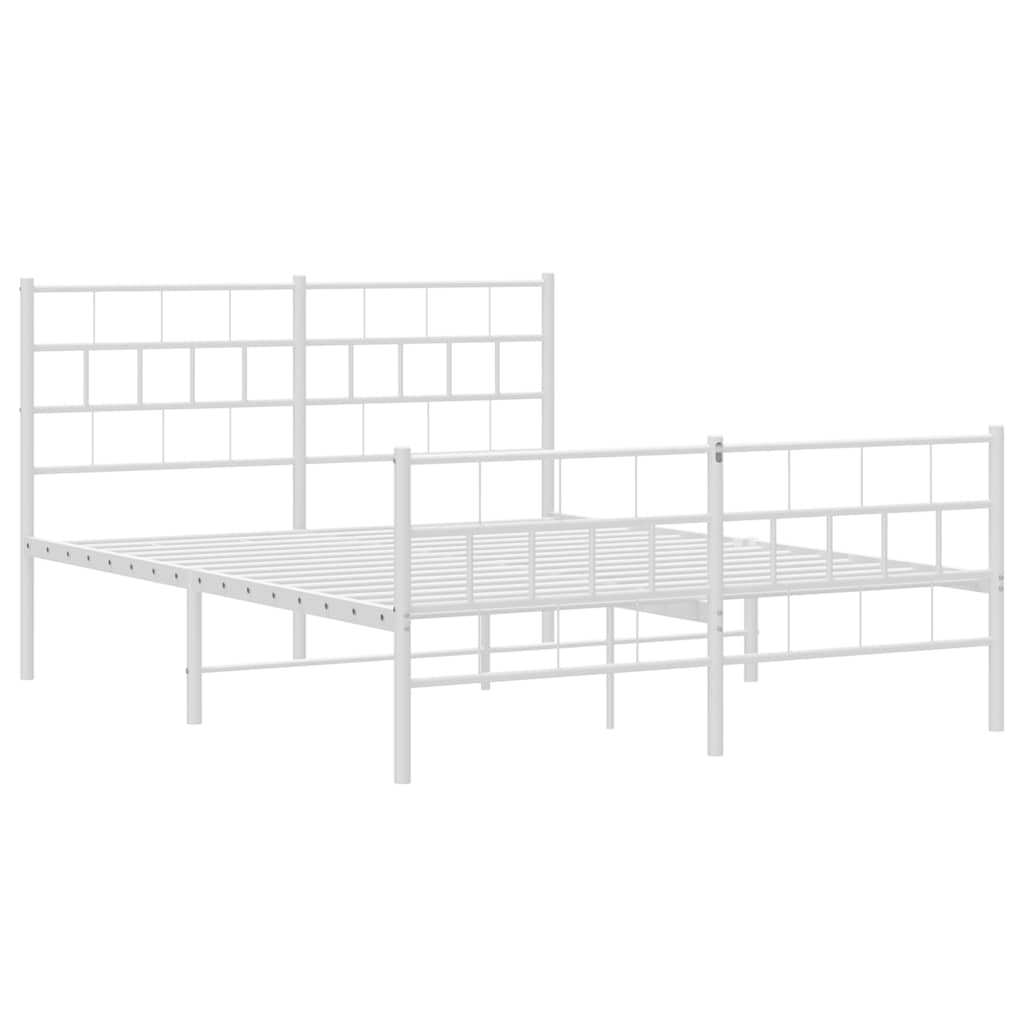 8721012189294_g_en_hd_3 vidaXL Metal Bed Frame without Mattress with Footboard White 150x200 cm - Image 5