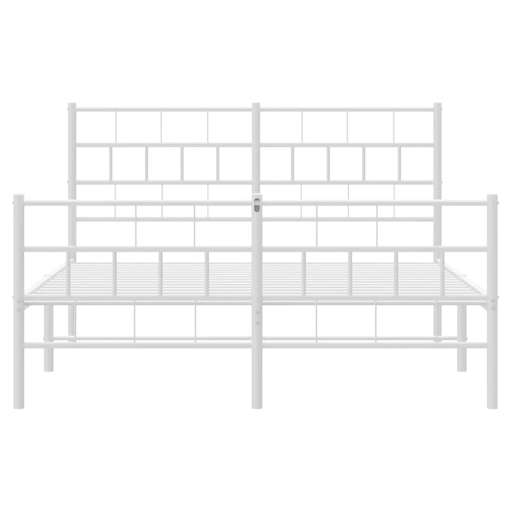 8721012189294_g_en_hd_4 vidaXL Metal Bed Frame without Mattress with Footboard White 150x200 cm - Image 6