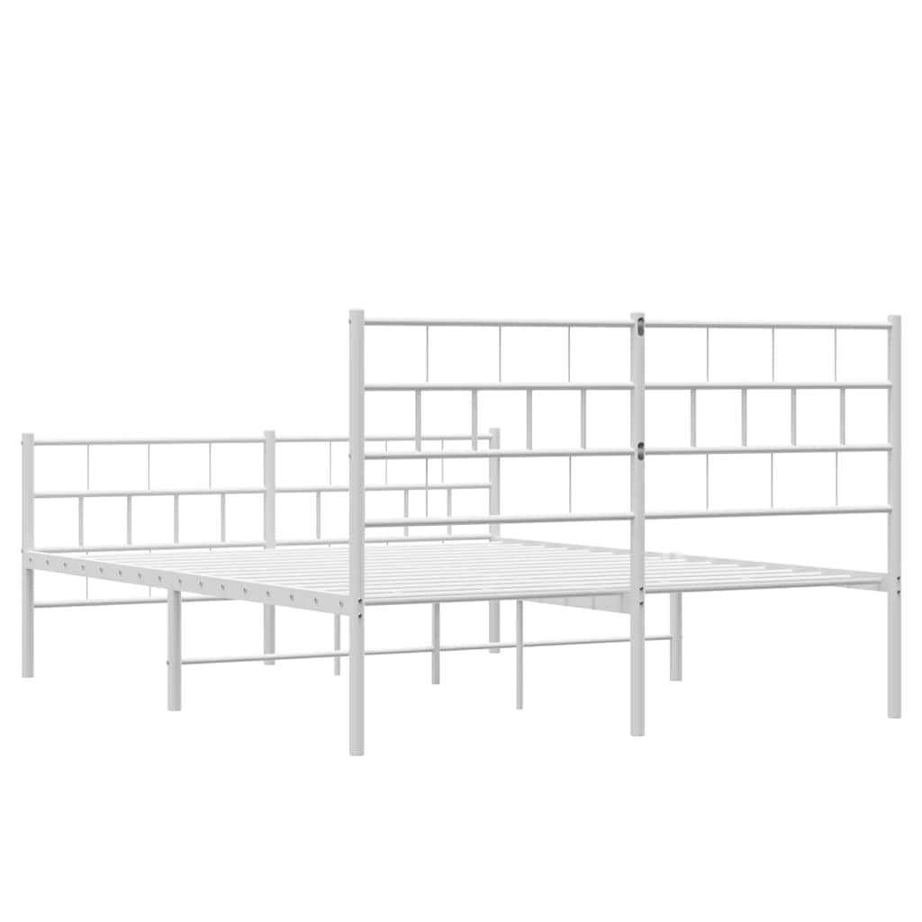 8721012189294_g_en_hd_6 vidaXL Metal Bed Frame without Mattress with Footboard White 150x200 cm - Image 8