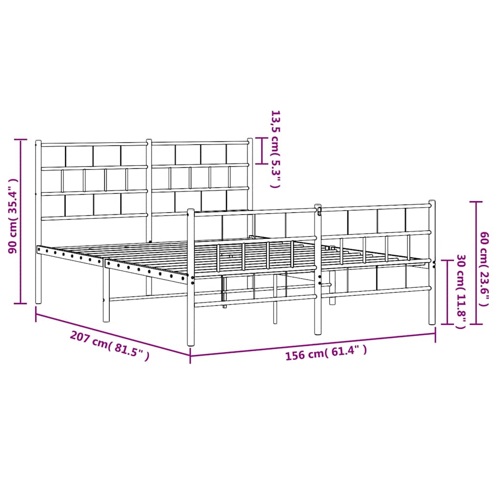 8721012189294_g_en_hd_8 vidaXL Metal Bed Frame without Mattress with Footboard White 150x200 cm - Image 10