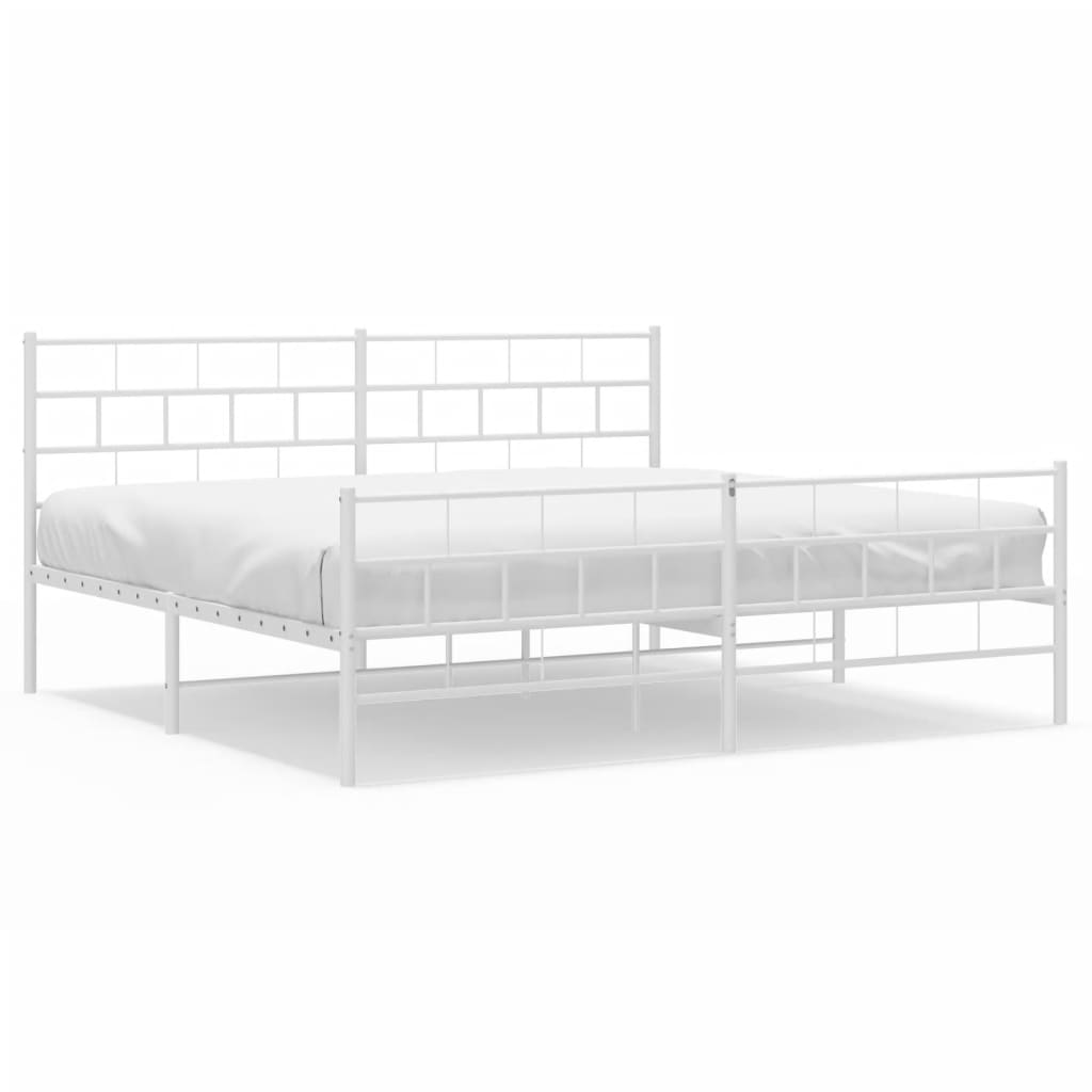 8721012189317_a_en_hd_1 vidaXL Metal Bed Frame without Mattress with Footboard White 183x203 cm King - Image 2