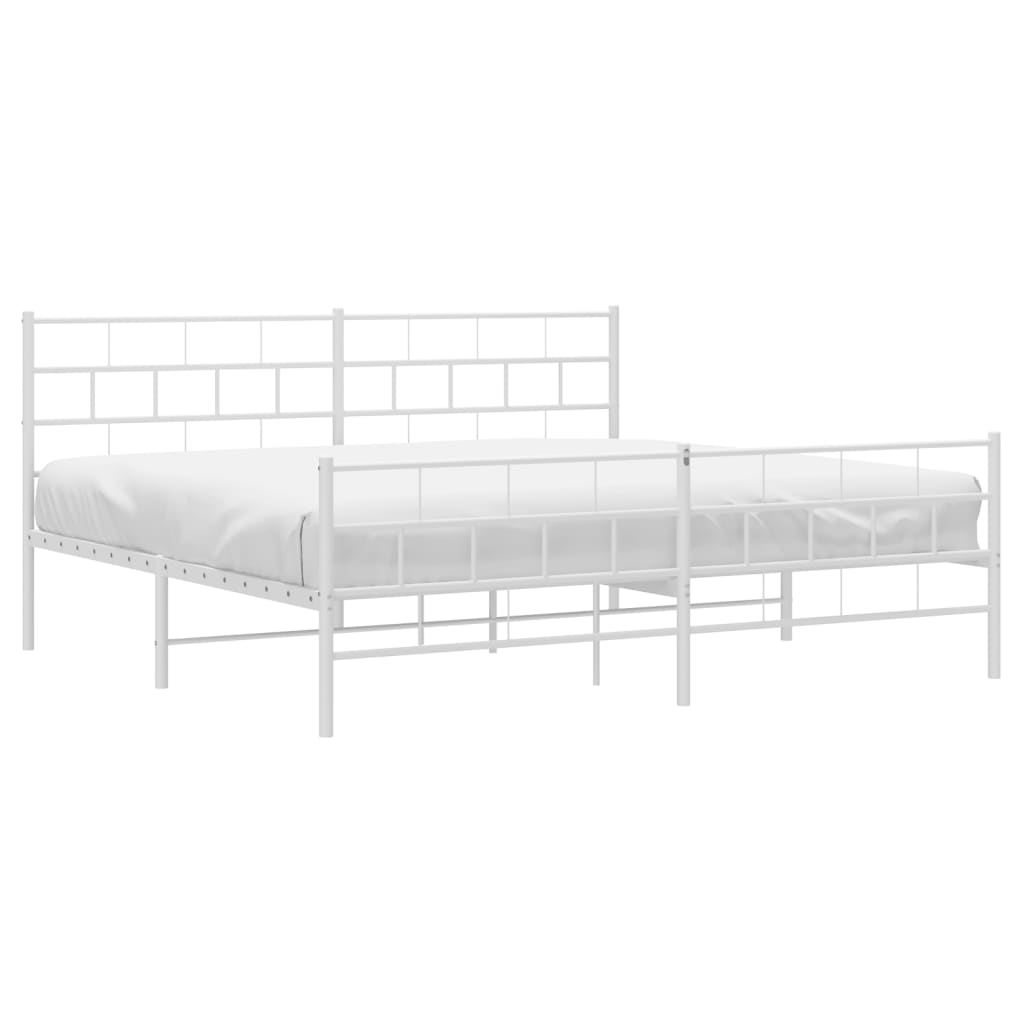 8721012189317_g_en_hd_1 vidaXL Metal Bed Frame without Mattress with Footboard White 183x203 cm King - Image 3