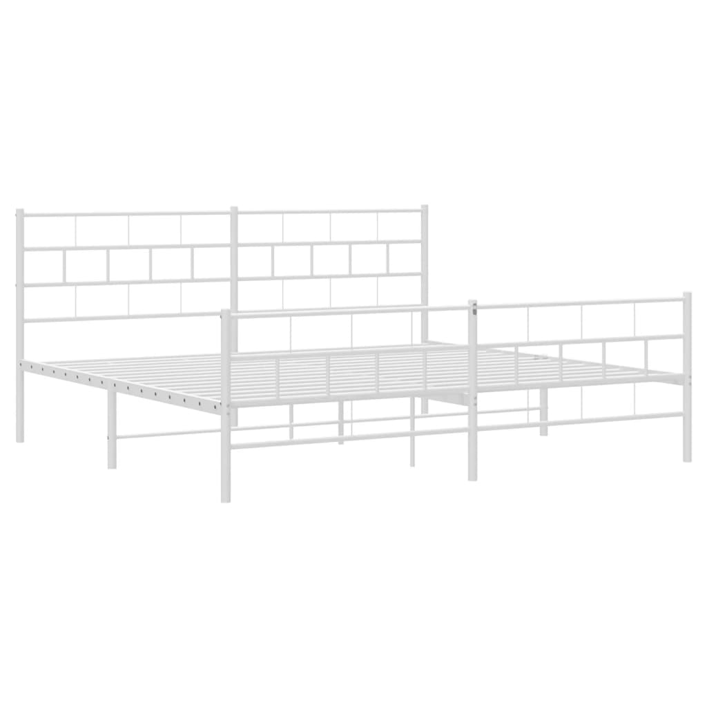 8721012189317_g_en_hd_2 vidaXL Metal Bed Frame without Mattress with Footboard White 183x203 cm King - Image 4