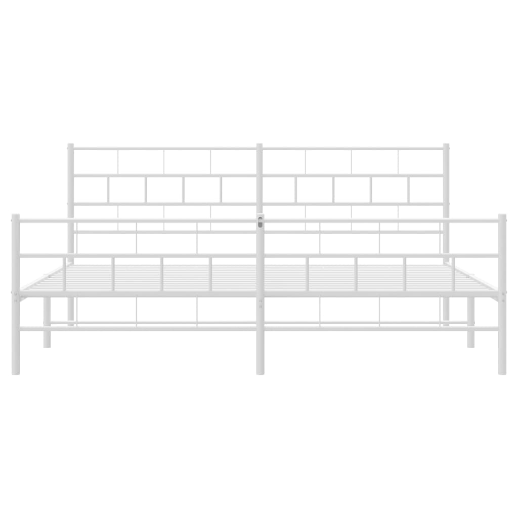 8721012189317_g_en_hd_3 vidaXL Metal Bed Frame without Mattress with Footboard White 183x203 cm King - Image 5