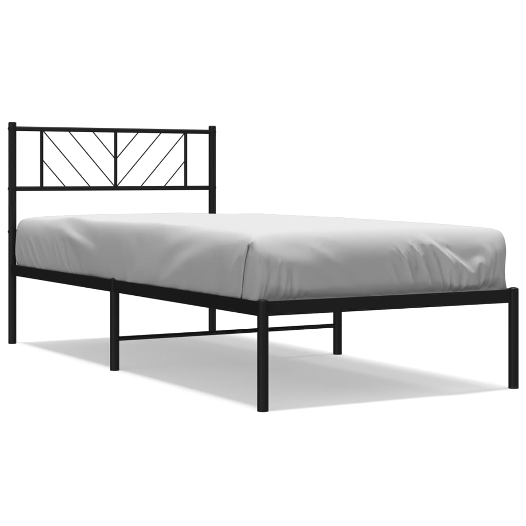 8721012189546_a_en_hd_1 vidaXL Metal Bed Frame without Mattress with Headboard Black 107x203 cm King Single - Image 2