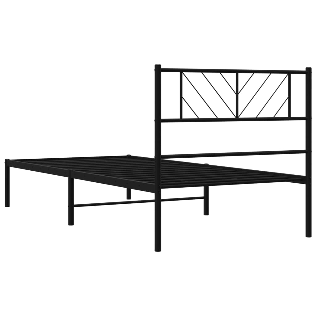 8721012189546_g_en_hd_5 vidaXL Metal Bed Frame without Mattress with Headboard Black 107x203 cm King Single - Image 7