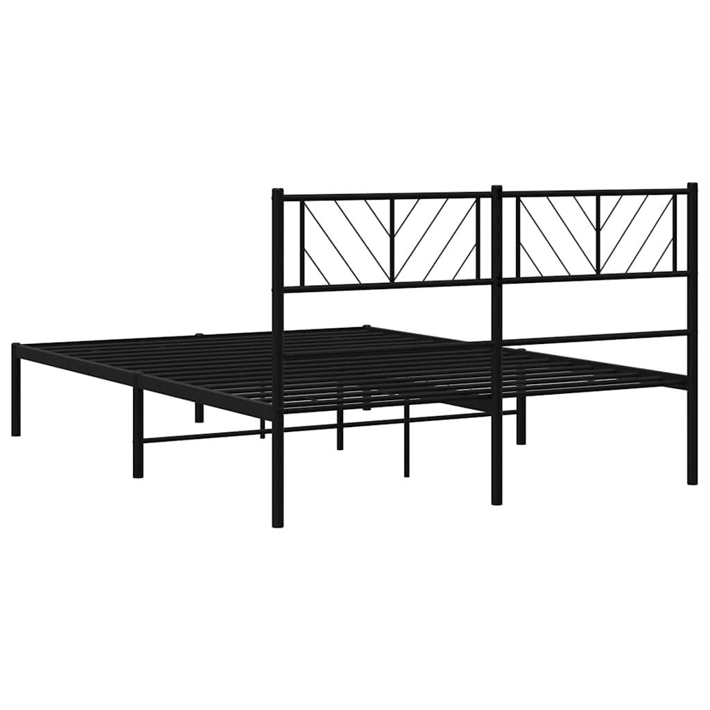 8721012189607_g_en_hd_6 vidaXL Metal Bed Frame without Mattress with Headboard Black 150x200 cm - Image 8