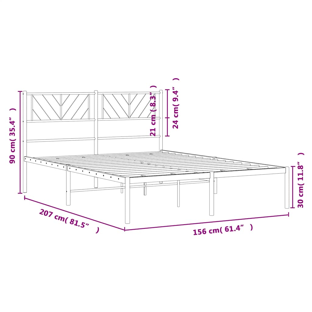 8721012189607_g_en_hd_8 vidaXL Metal Bed Frame without Mattress with Headboard Black 150x200 cm - Image 10
