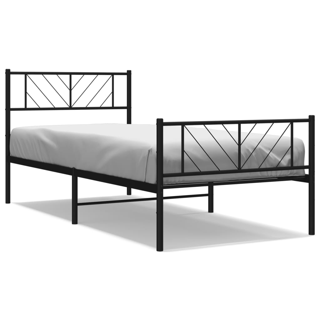 8721012189720_a_en_hd_1 vidaXL Metal Bed Frame without Mattress with Footboard Black 107x203 cm King Single - Image 2