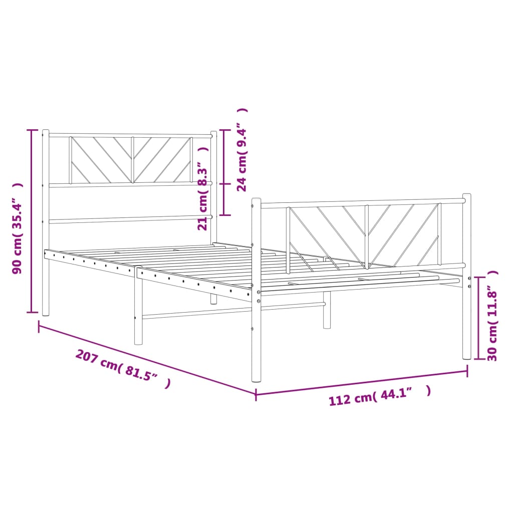 8721012189720_g_en_hd_7 vidaXL Metal Bed Frame without Mattress with Footboard Black 107x203 cm King Single - Image 9