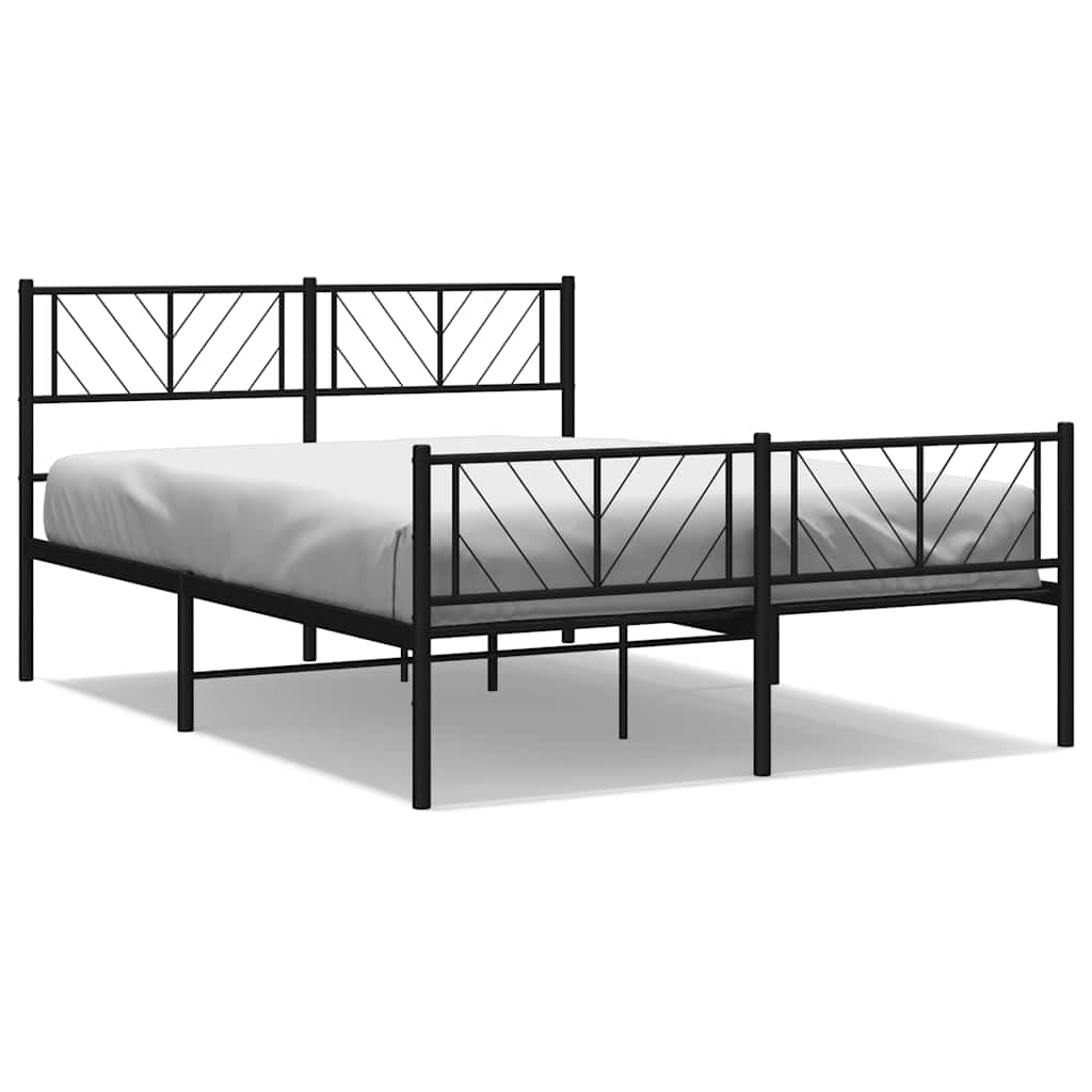 8721012189751_a_en_hd_1 vidaXL Metal Bed Frame without Mattress with Footboard Black 135x190 cm - Image 2