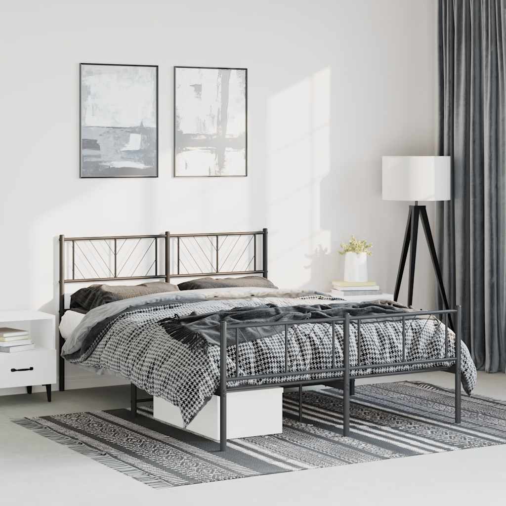 8721012189751_g_en_hd_1 vidaXL Metal Bed Frame without Mattress with Footboard Black 135x190 cm - Image 3