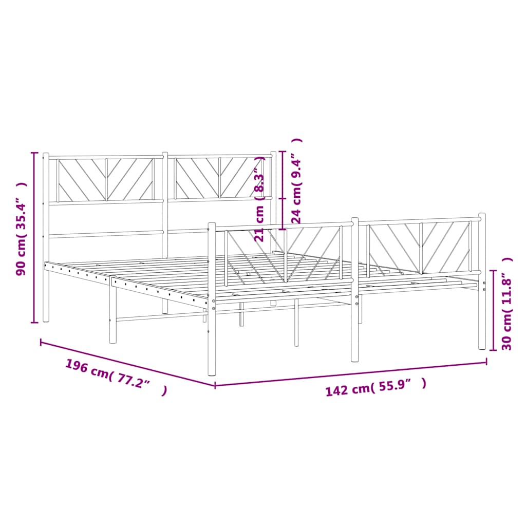 8721012189751_g_en_hd_8 vidaXL Metal Bed Frame without Mattress with Footboard Black 135x190 cm - Image 10