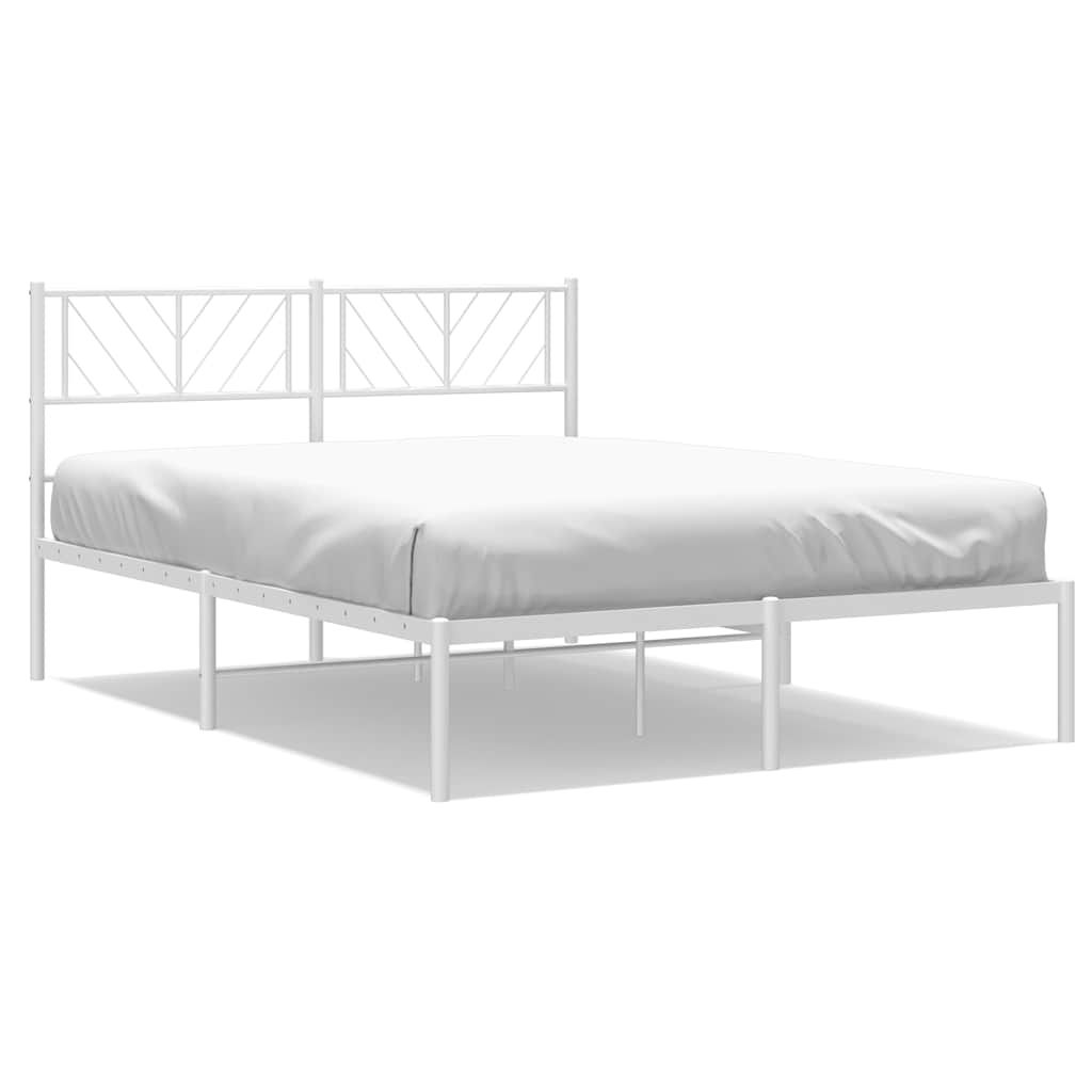 8721012190061_a_en_hd_1 vidaXL Metal Bed Frame without Mattress with Headboard White 135x190 cm - Image 2