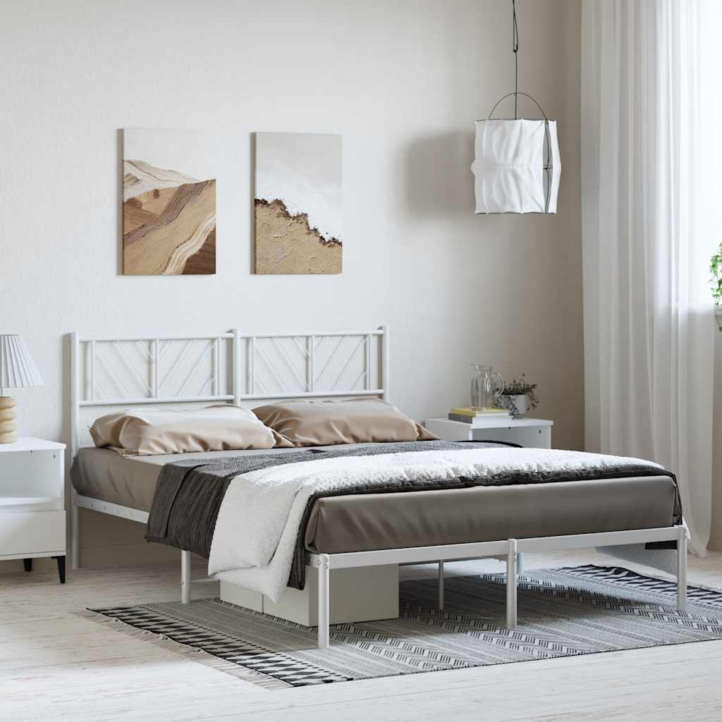 8721012190061_g_en_hd_1 vidaXL Metal Bed Frame without Mattress with Headboard White 135x190 cm - Image 3