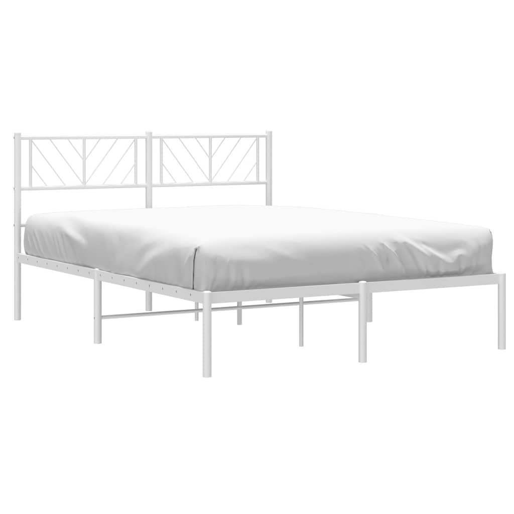 8721012190061_g_en_hd_2 vidaXL Metal Bed Frame without Mattress with Headboard White 135x190 cm - Image 4