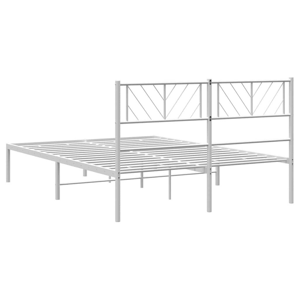 8721012190061_g_en_hd_6 vidaXL Metal Bed Frame without Mattress with Headboard White 135x190 cm - Image 8