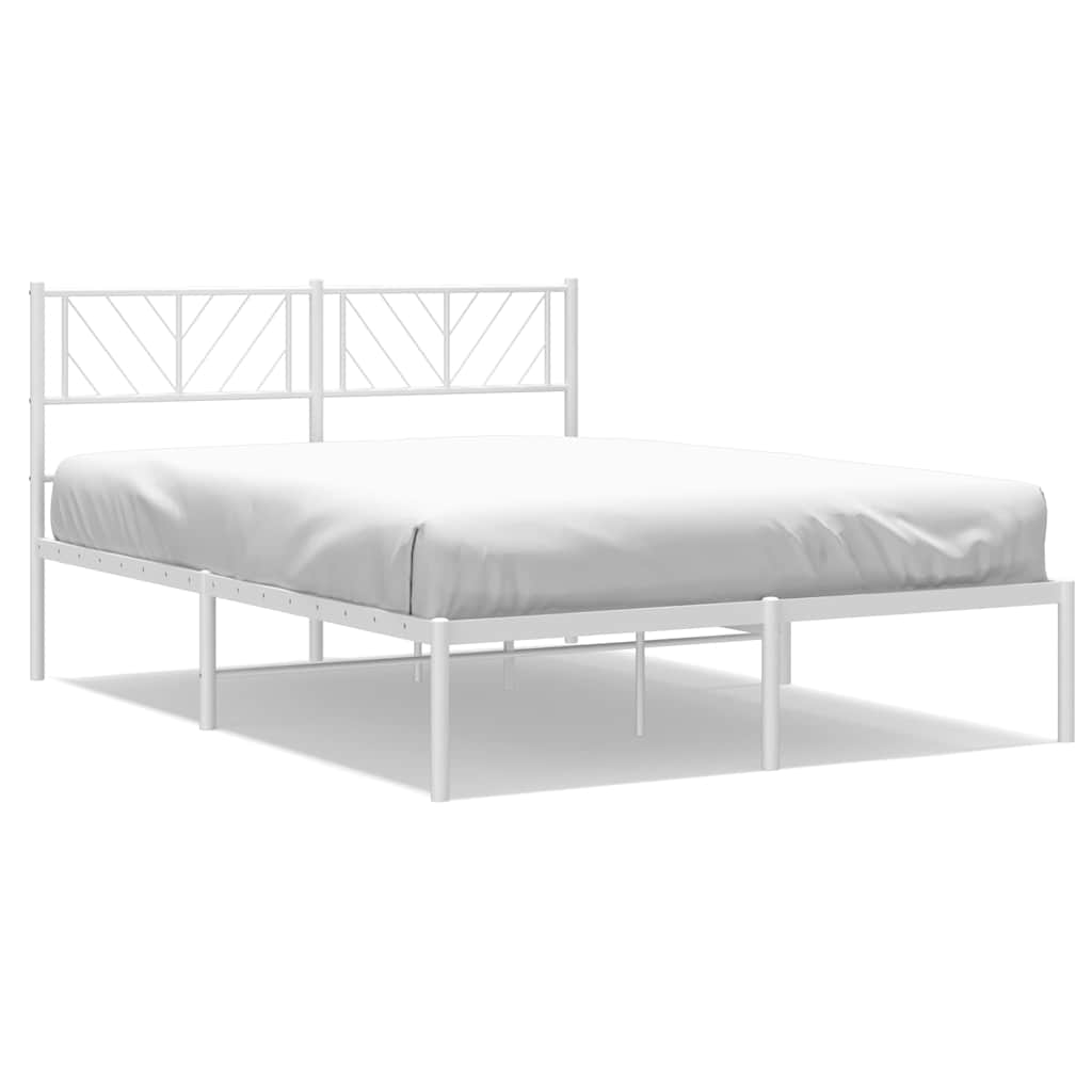 8721012190092_a_en_hd_1 vidaXL Metal Bed Frame without Mattress with Headboard White 150x200 cm - Image 2
