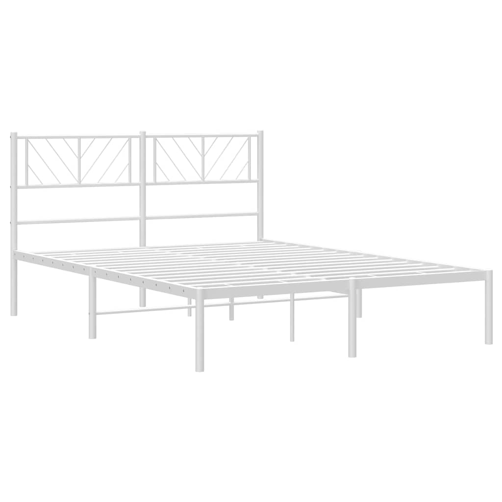 8721012190092_g_en_hd_3 vidaXL Metal Bed Frame without Mattress with Headboard White 150x200 cm - Image 5