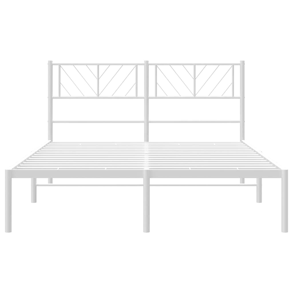 8721012190092_g_en_hd_4 vidaXL Metal Bed Frame without Mattress with Headboard White 150x200 cm - Image 6