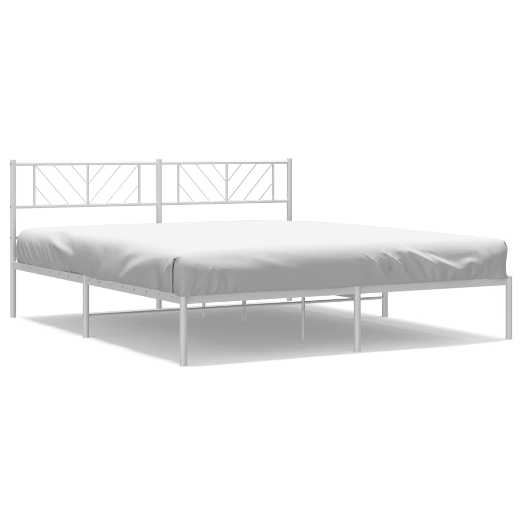 8721012190115_a_en_hd_1 vidaXL Metal Bed Frame without Mattress with Headboard White 183x203 cm King - Image 2