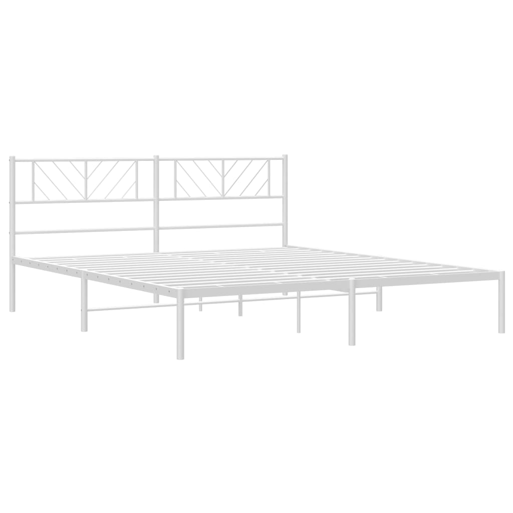 8721012190115_g_en_hd_2 vidaXL Metal Bed Frame without Mattress with Headboard White 183x203 cm King - Image 4