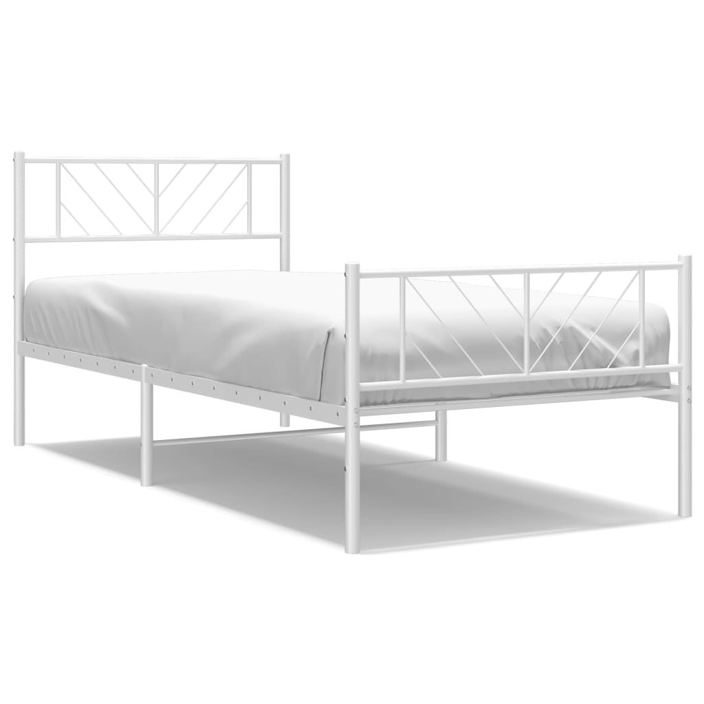 8721012190214_a_en_hd_1 vidaXL Metal Bed Frame without Mattress with Footboard White 107x203 cm King Single - Image 2