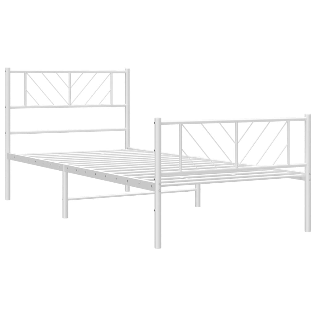 8721012190214_g_en_hd_2 vidaXL Metal Bed Frame without Mattress with Footboard White 107x203 cm King Single - Image 4