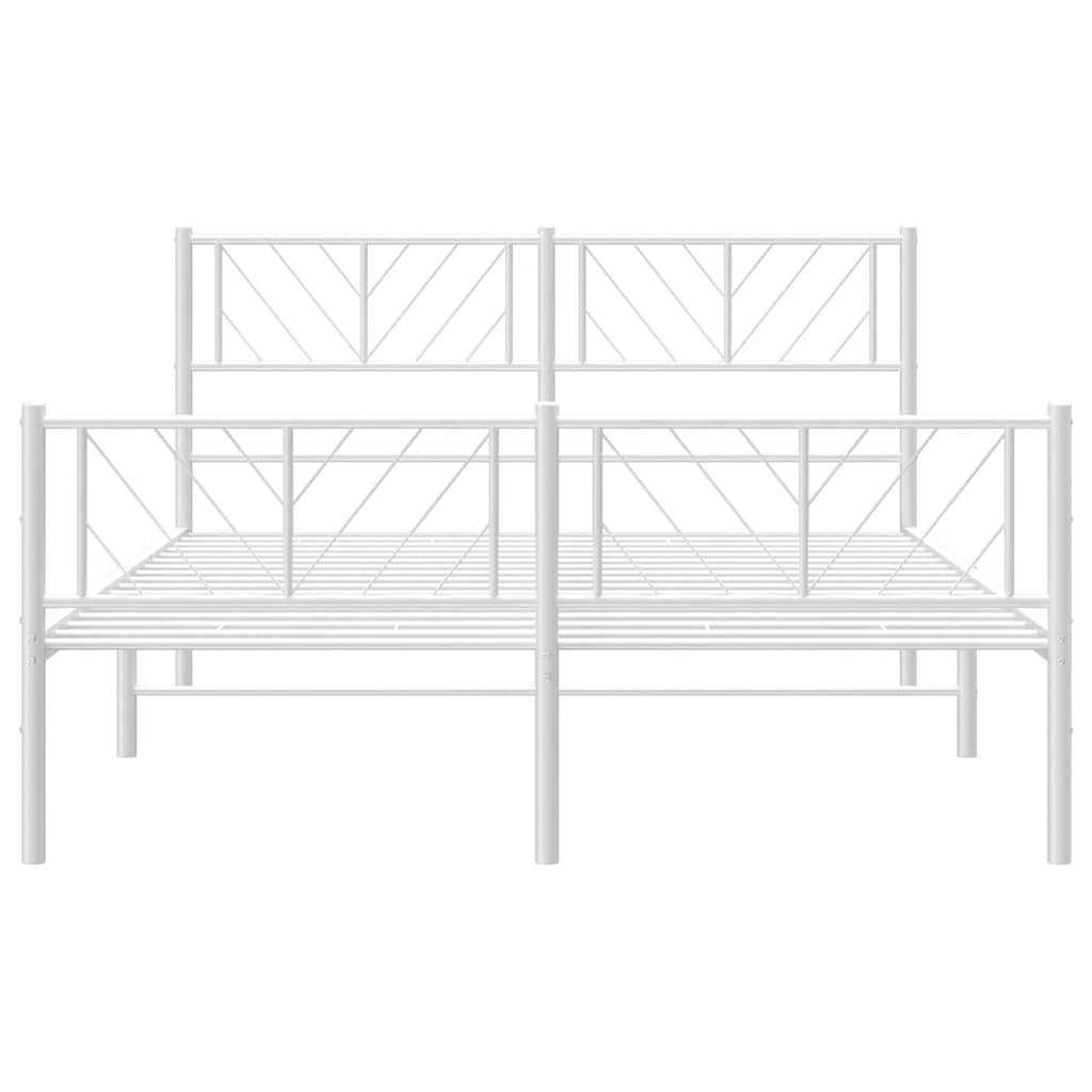 8721012190245_g_en_hd_4 vidaXL Metal Bed Frame without Mattress with Footboard White 135x190 cm - Image 6