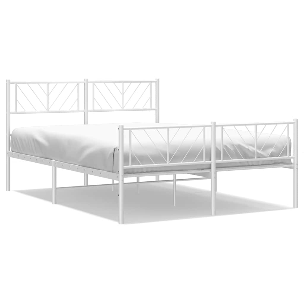 8721012190276_a_en_hd_1 vidaXL Metal Bed Frame without Mattress with Footboard White 150x200 cm - Image 2