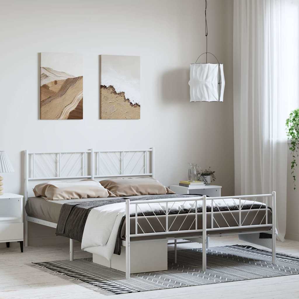 8721012190276_g_en_hd_1 vidaXL Metal Bed Frame without Mattress with Footboard White 150x200 cm - Image 3