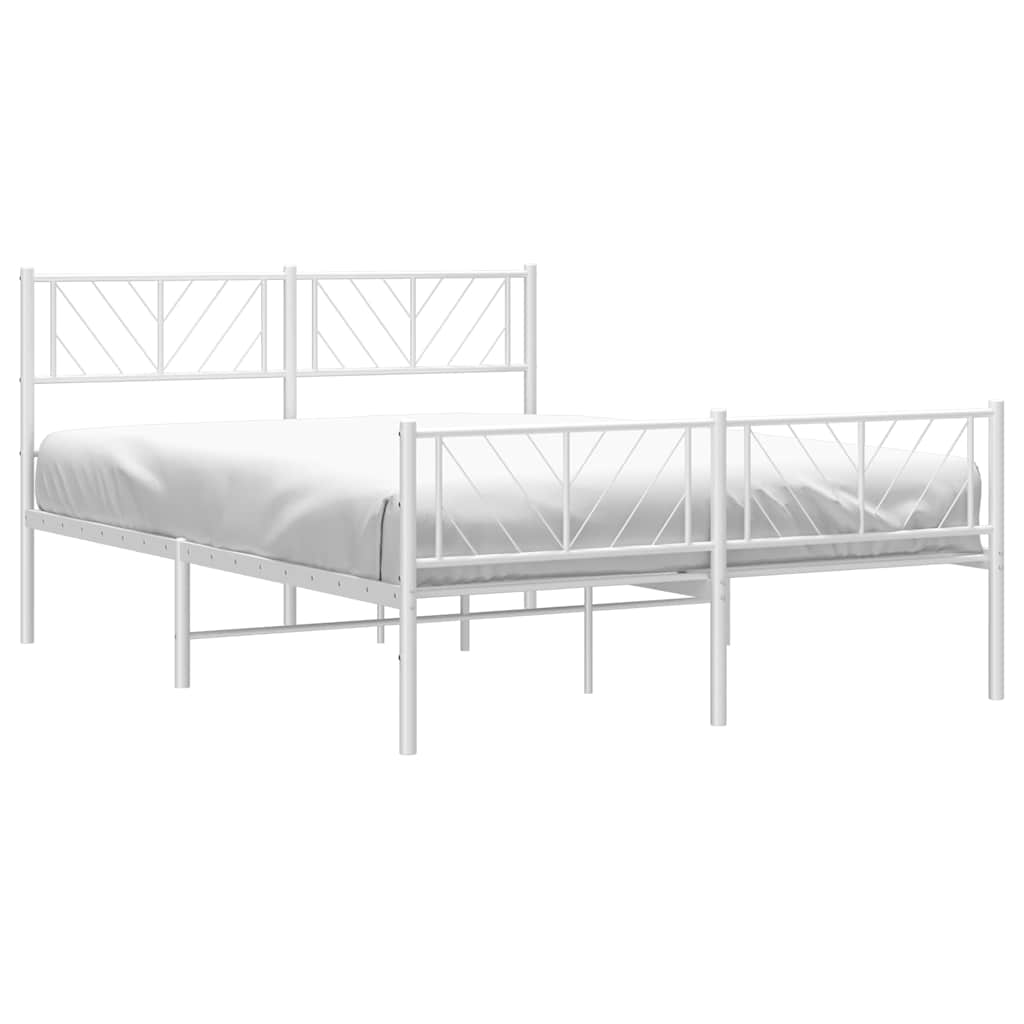 8721012190276_g_en_hd_2 vidaXL Metal Bed Frame without Mattress with Footboard White 150x200 cm - Image 4