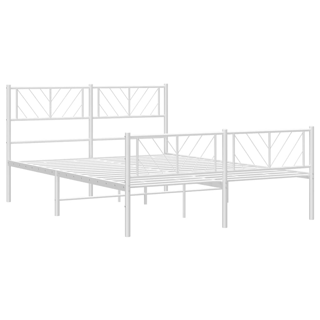 8721012190276_g_en_hd_3 vidaXL Metal Bed Frame without Mattress with Footboard White 150x200 cm - Image 5