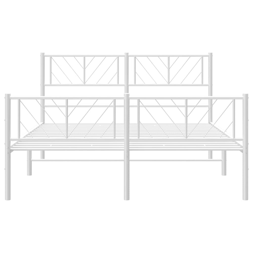 8721012190276_g_en_hd_4 vidaXL Metal Bed Frame without Mattress with Footboard White 150x200 cm - Image 6