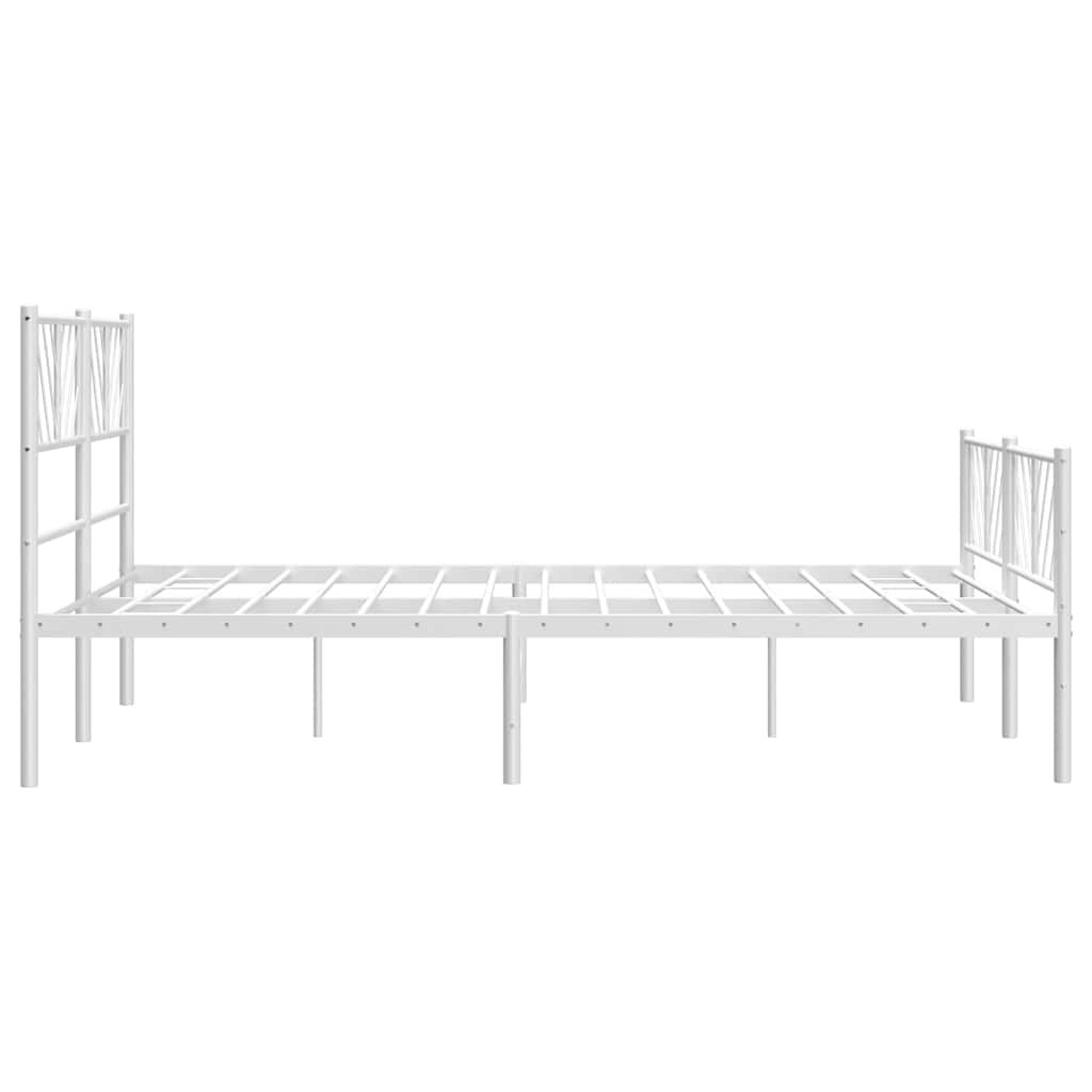 8721012190276_g_en_hd_5 vidaXL Metal Bed Frame without Mattress with Footboard White 150x200 cm - Image 7