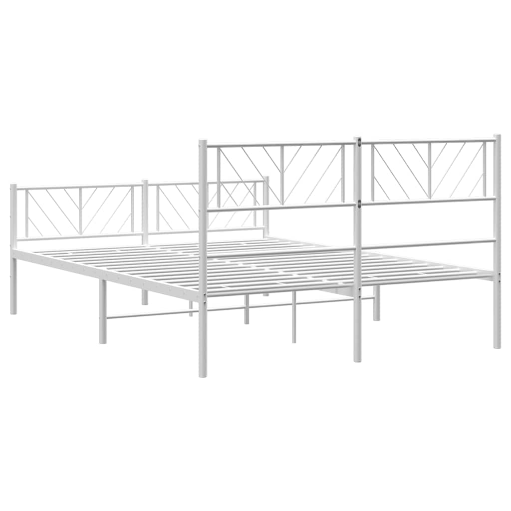 8721012190276_g_en_hd_6 vidaXL Metal Bed Frame without Mattress with Footboard White 150x200 cm - Image 8