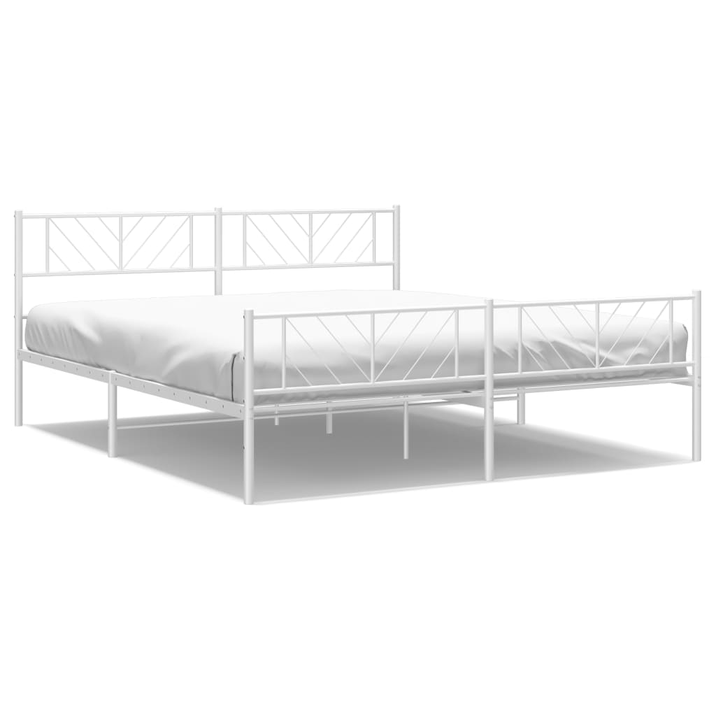 8721012190290_a_en_hd_1 vidaXL Metal Bed Frame without Mattress with Footboard White 183x203 cm King - Image 2