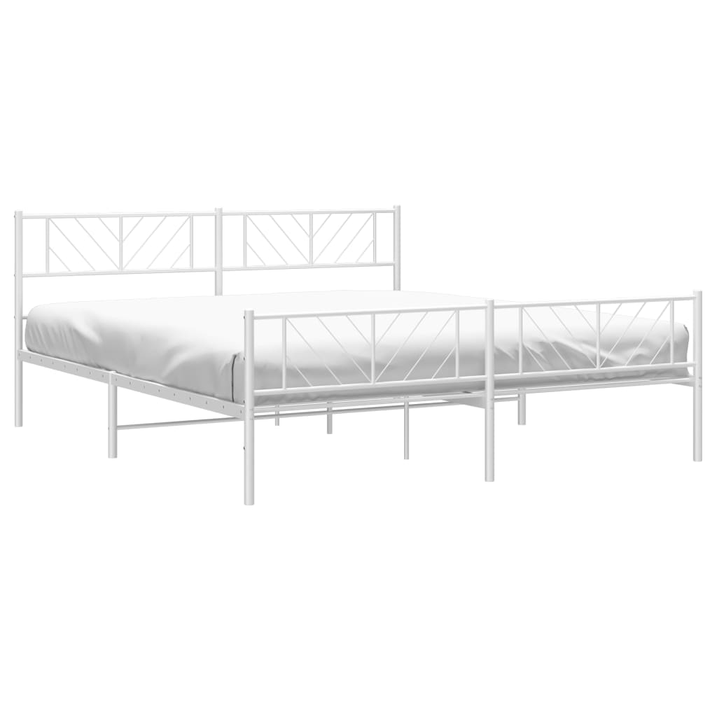 8721012190290_g_en_hd_1 vidaXL Metal Bed Frame without Mattress with Footboard White 183x203 cm King - Image 3