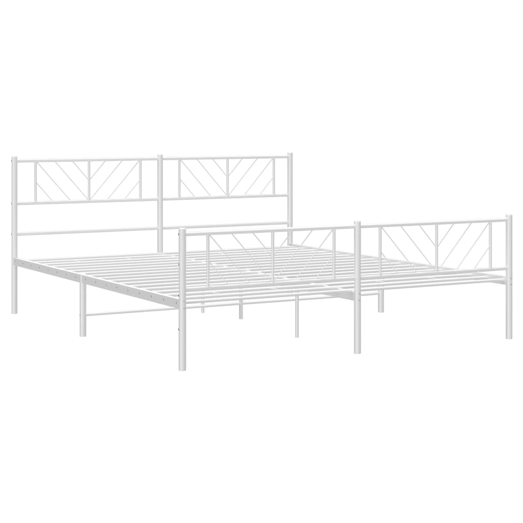 8721012190290_g_en_hd_2 vidaXL Metal Bed Frame without Mattress with Footboard White 183x203 cm King - Image 4