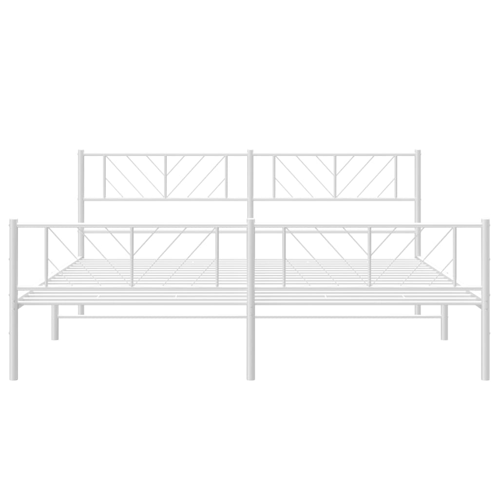 8721012190290_g_en_hd_3 vidaXL Metal Bed Frame without Mattress with Footboard White 183x203 cm King - Image 5