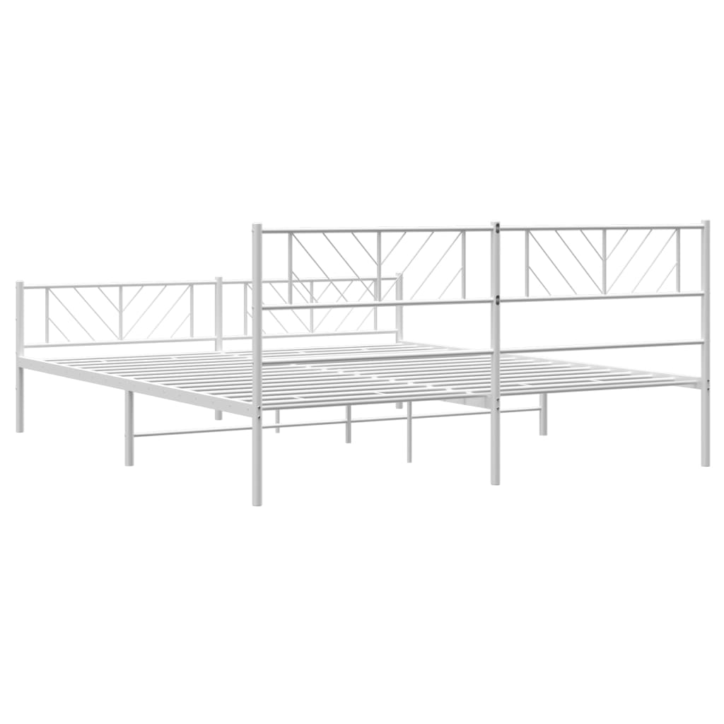 8721012190290_g_en_hd_5 vidaXL Metal Bed Frame without Mattress with Footboard White 183x203 cm King - Image 7