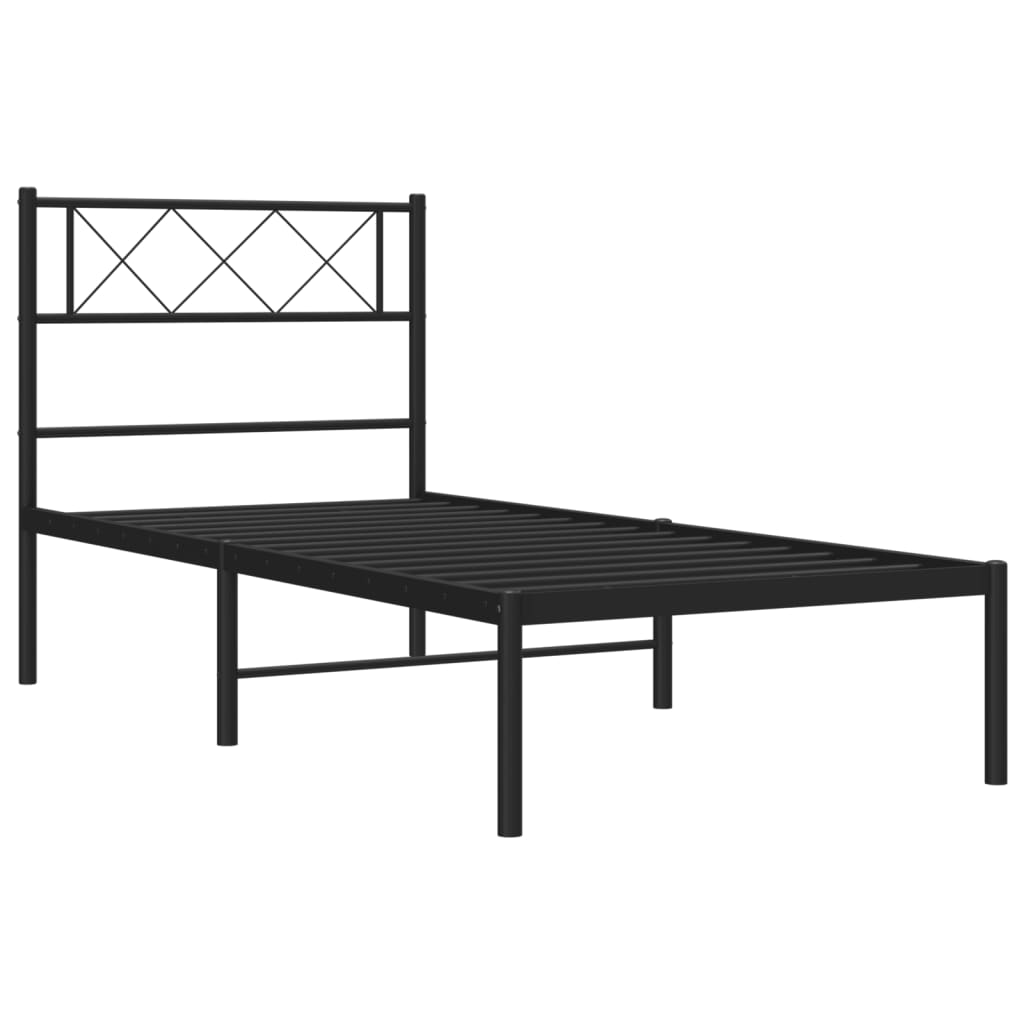 8721012190528_g_en_hd_3 vidaXL Metal Bed Frame without Mattress with Headboard Black 107x203 cm King Single - Image 5