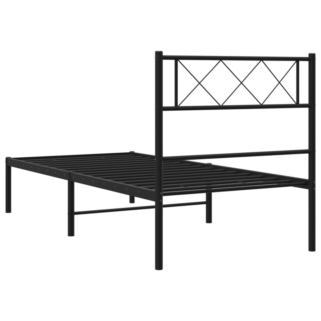 8721012190528_g_en_hd_5 vidaXL Metal Bed Frame without Mattress with Headboard Black 107x203 cm King Single - Image 7