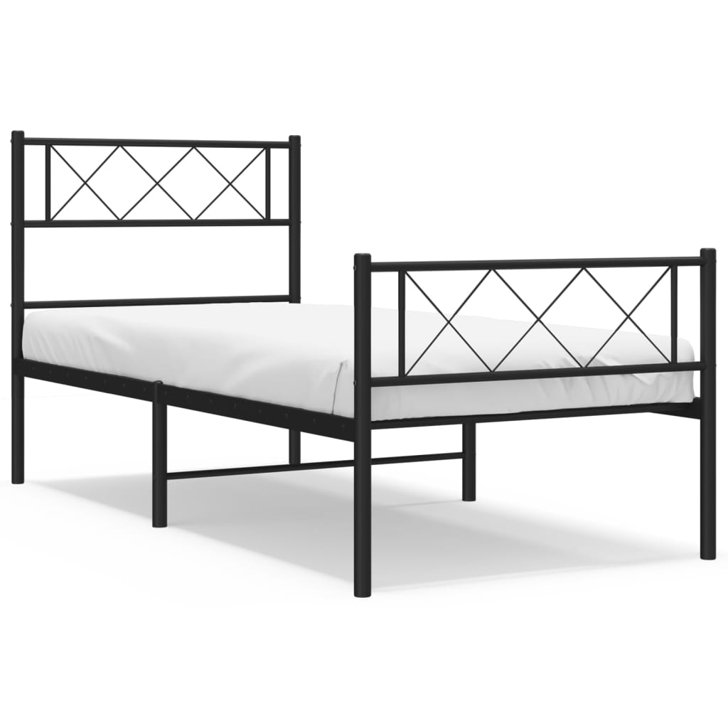 8721012190702_a_en_hd_1 vidaXL Metal Bed Frame without Mattress with Footboard Black 107x203 cm King Single - Image 2