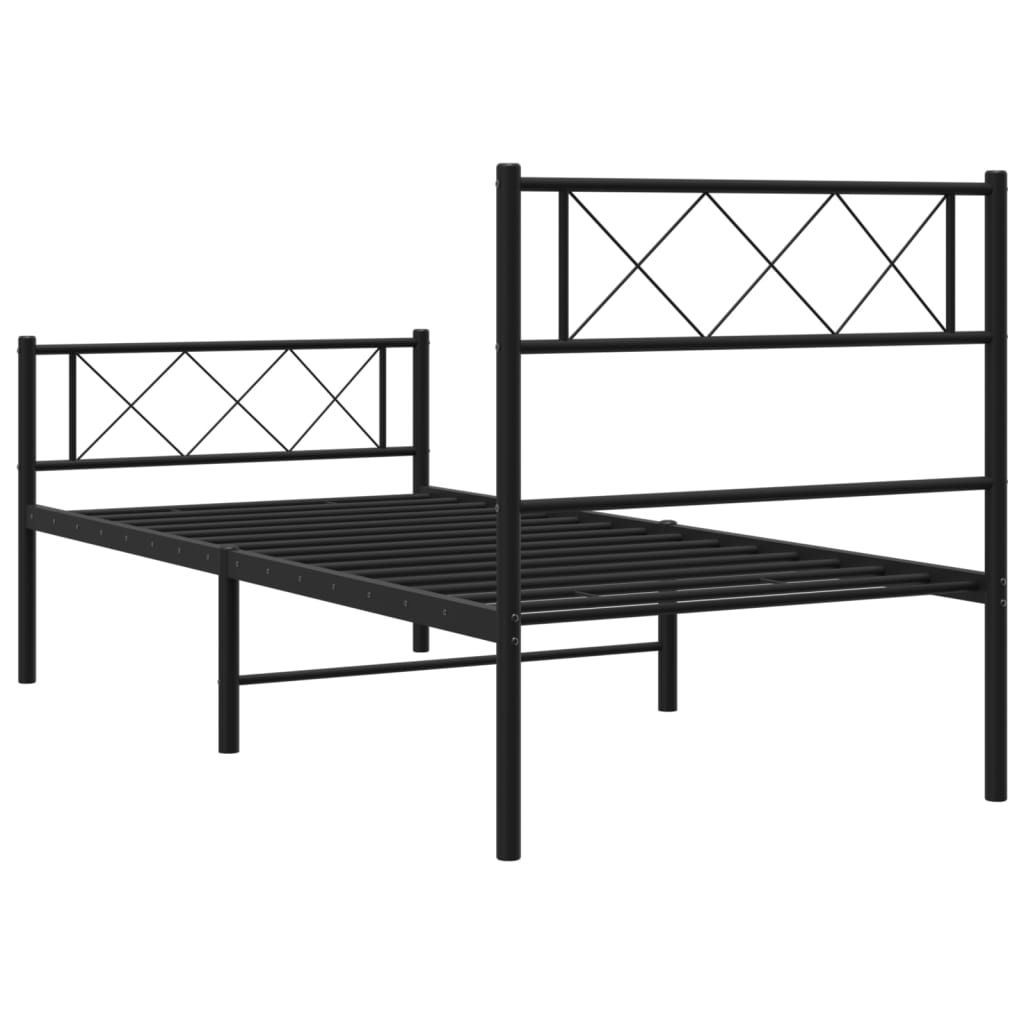 8721012190702_g_en_hd_5 vidaXL Metal Bed Frame without Mattress with Footboard Black 107x203 cm King Single - Image 7