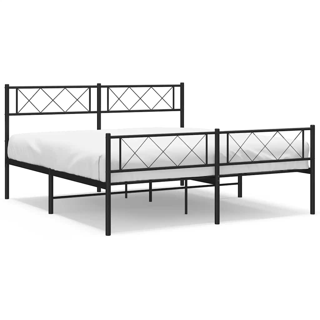 8721012190733_a_en_hd_1 vidaXL Metal Bed Frame without Mattress with Footboard Black 135x190 cm - Image 2