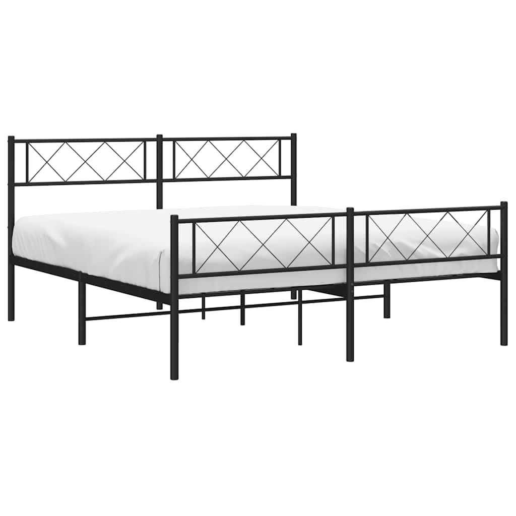 8721012190733_g_en_hd_2 vidaXL Metal Bed Frame without Mattress with Footboard Black 135x190 cm - Image 4