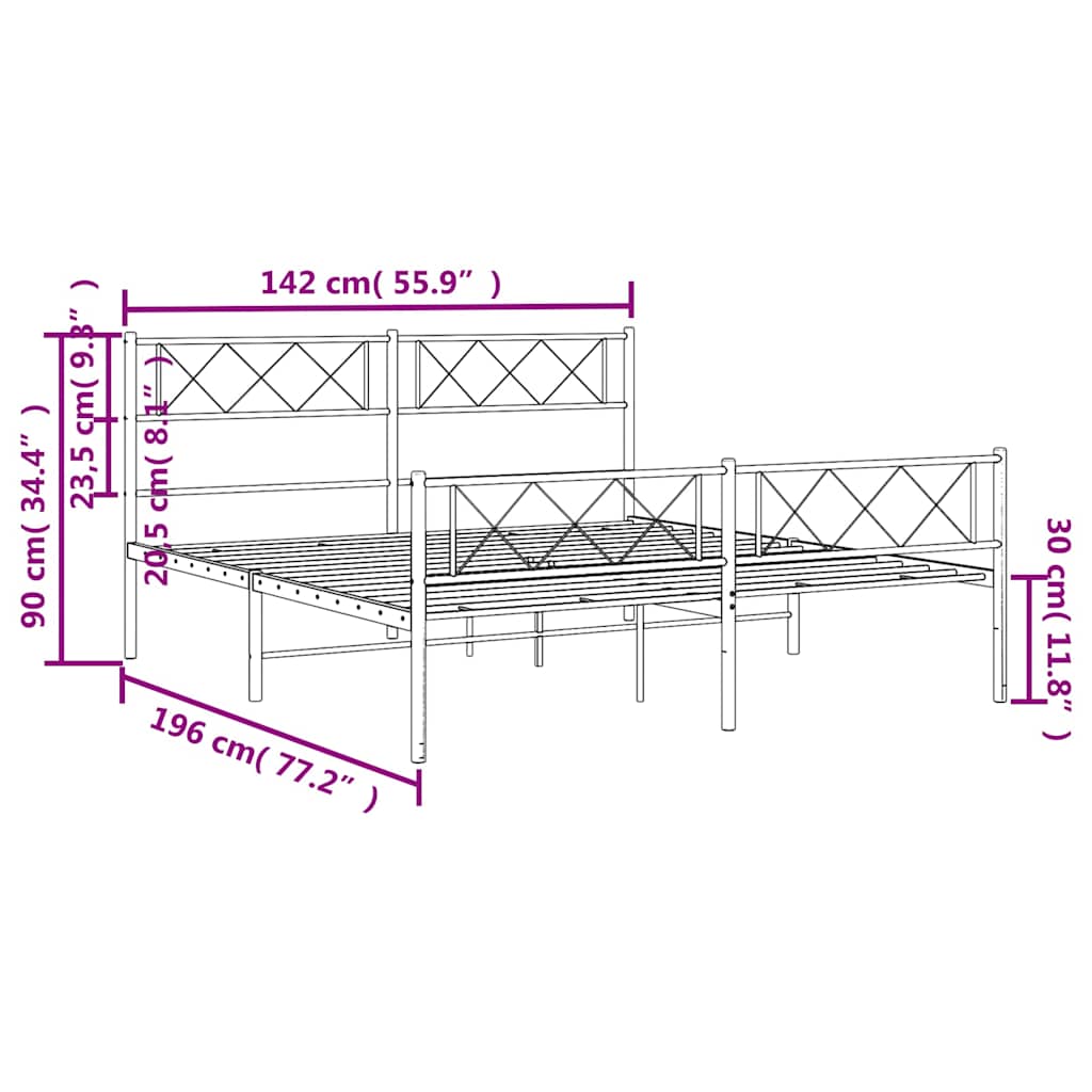 8721012190733_g_en_hd_8 vidaXL Metal Bed Frame without Mattress with Footboard Black 135x190 cm - Image 10