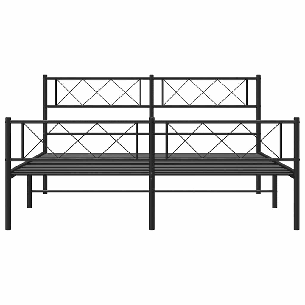 8721012190764_g_en_hd_3 vidaXL Metal Bed Frame without Mattress with Footboard Black 150x200 cm - Image 5