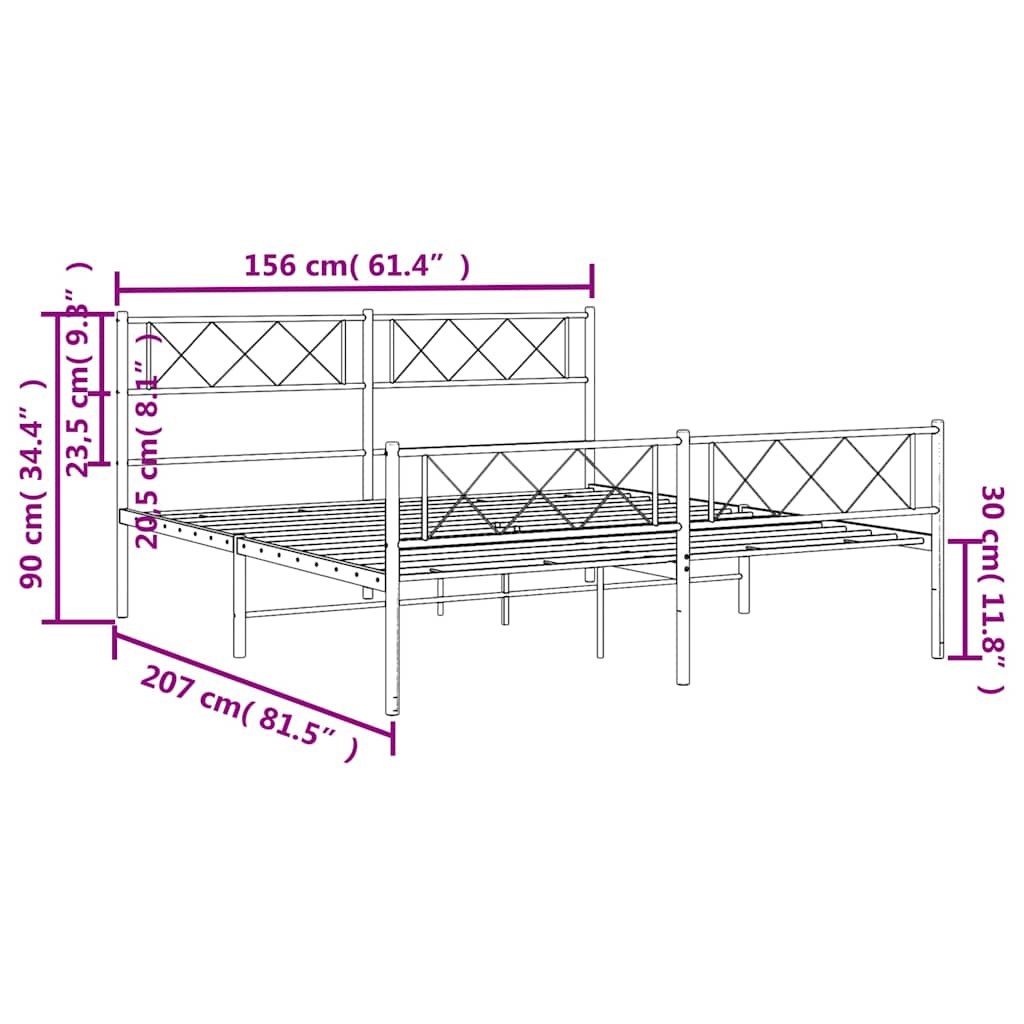 8721012190764_g_en_hd_8 vidaXL Metal Bed Frame without Mattress with Footboard Black 150x200 cm - Image 10